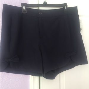 Navy shorts with bow detail plus